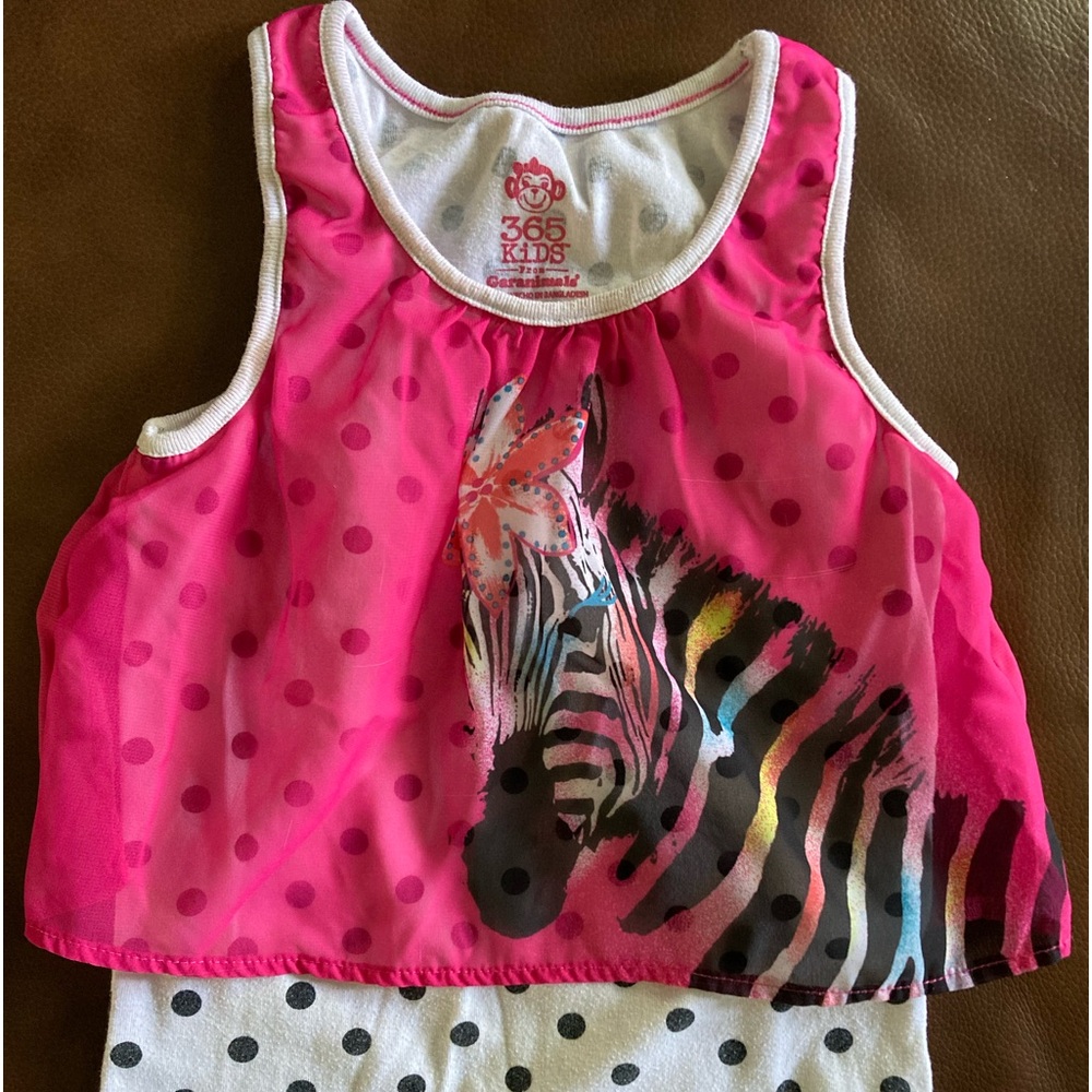 365 KIDS from GARANIMALS Girls' Tank Top Sheer Pink Zebra Print Size 7